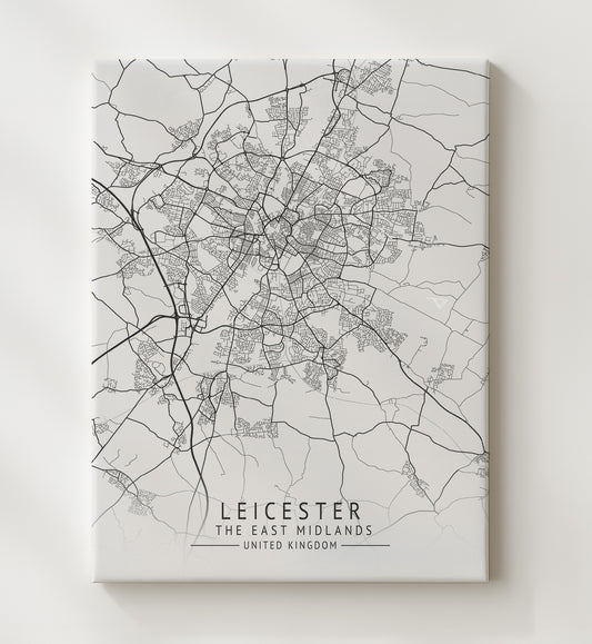 Leicester The East Midlands UK city map print 16x20 Gallery Frame