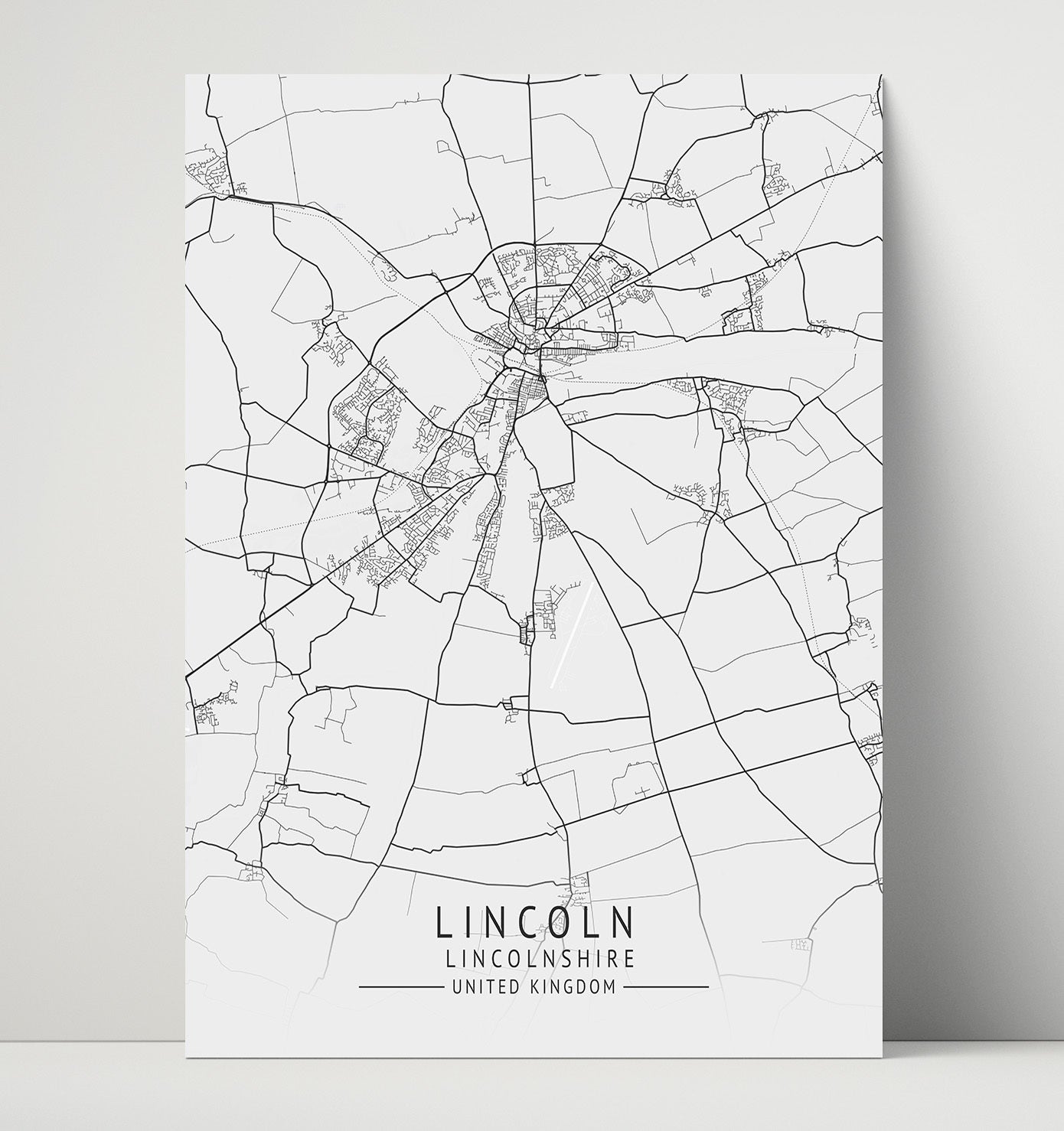 City Map Print - Lincoln - Lincolnshire UK City Map 16x20 Unframed Print city map wall art print – UK City Map decor