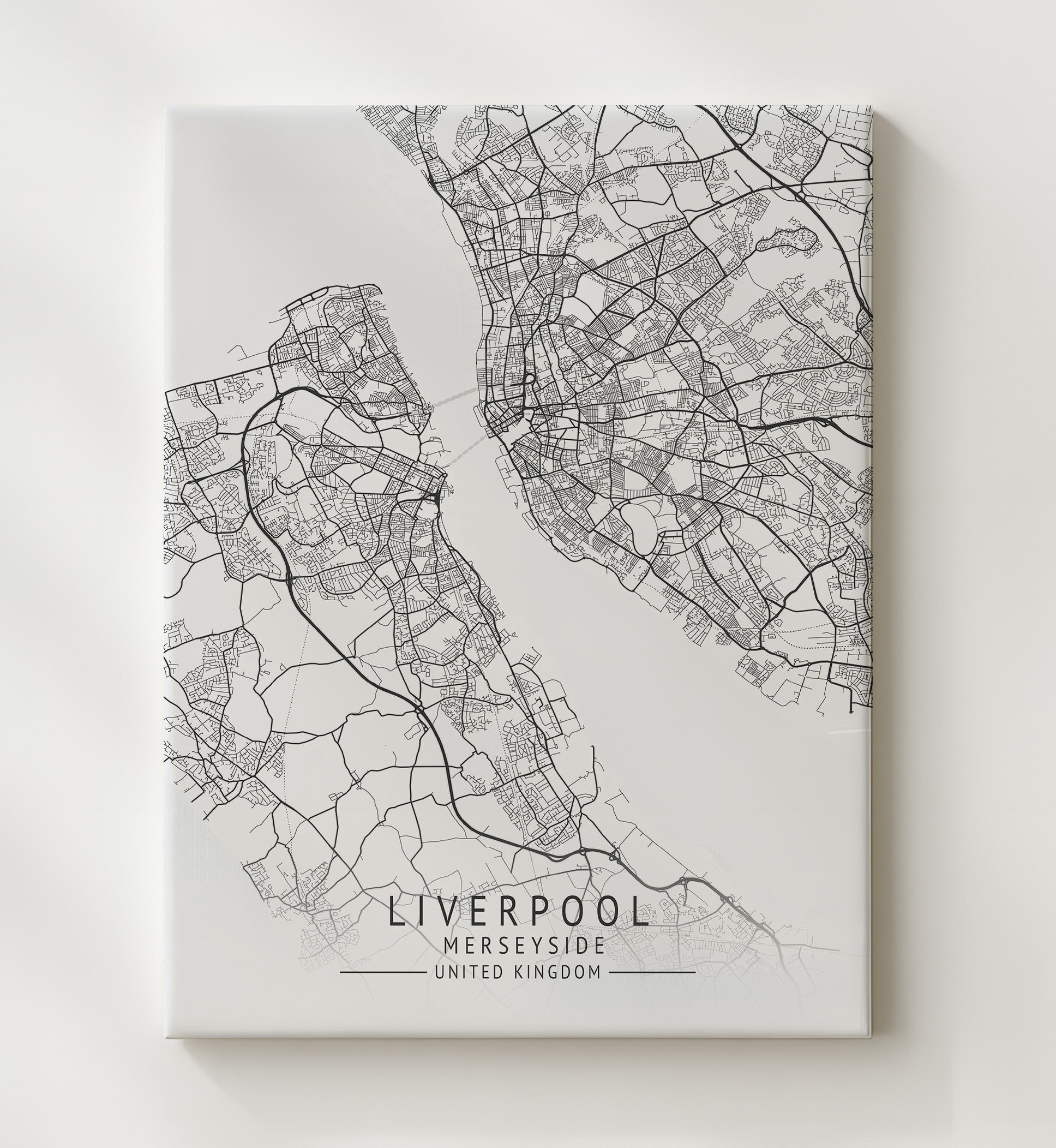City Map Print - Liverpool - Merseyside UK City Map 20x24 Canvas city map wall art print – UK City Map decor