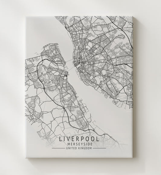 Liverpool Merseyside UK city map print 16x20 Gallery Frame