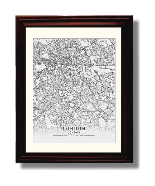 City Map Print - Londonderry - Derry UK City Map 8x10 Beveled Frame city map wall art print – UK City Map decor