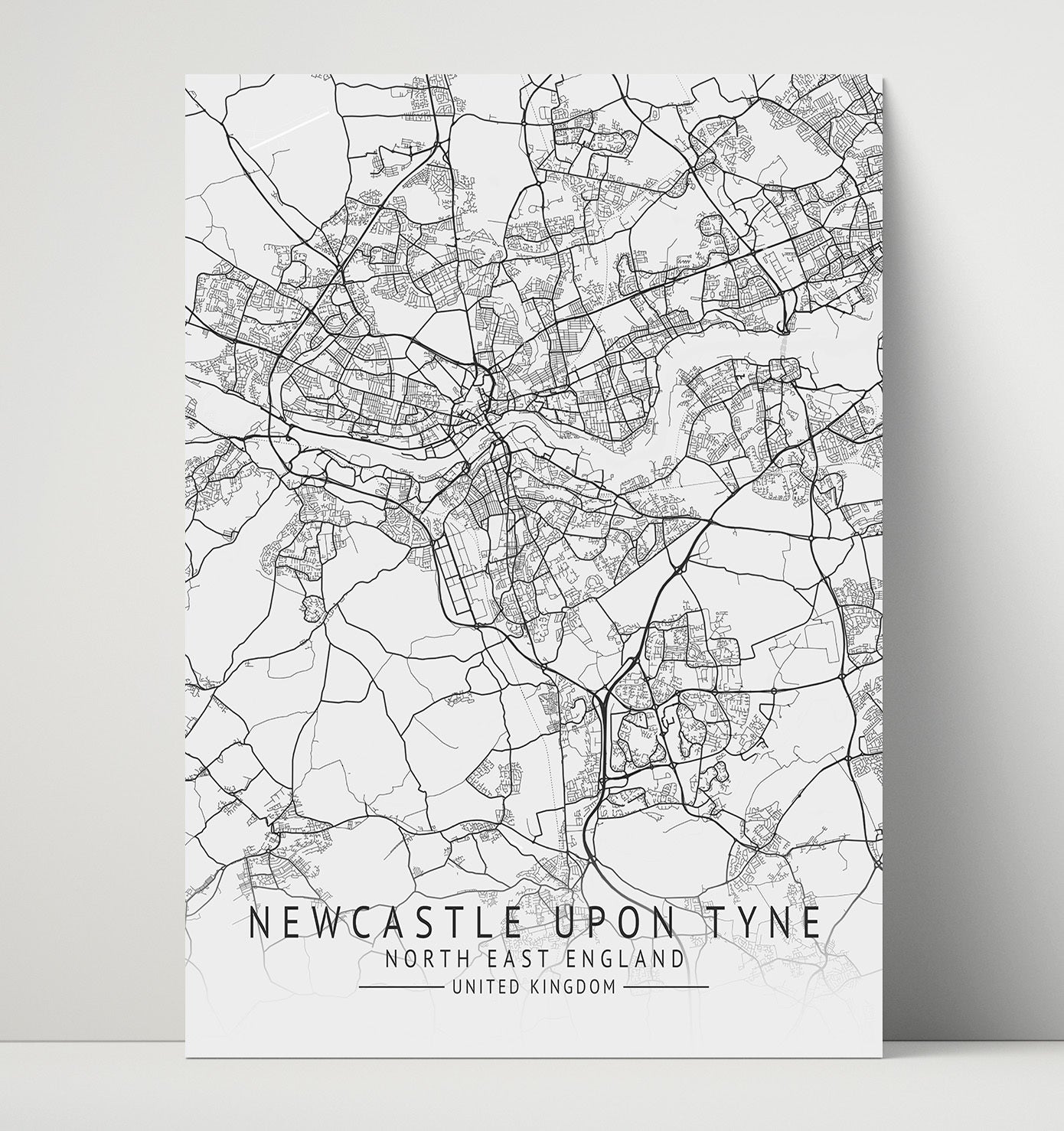 City Map Print - Newcastle Upon Tyne - North East England UK City Map 16x20 Unframed Print city map wall art print – UK City Map decor