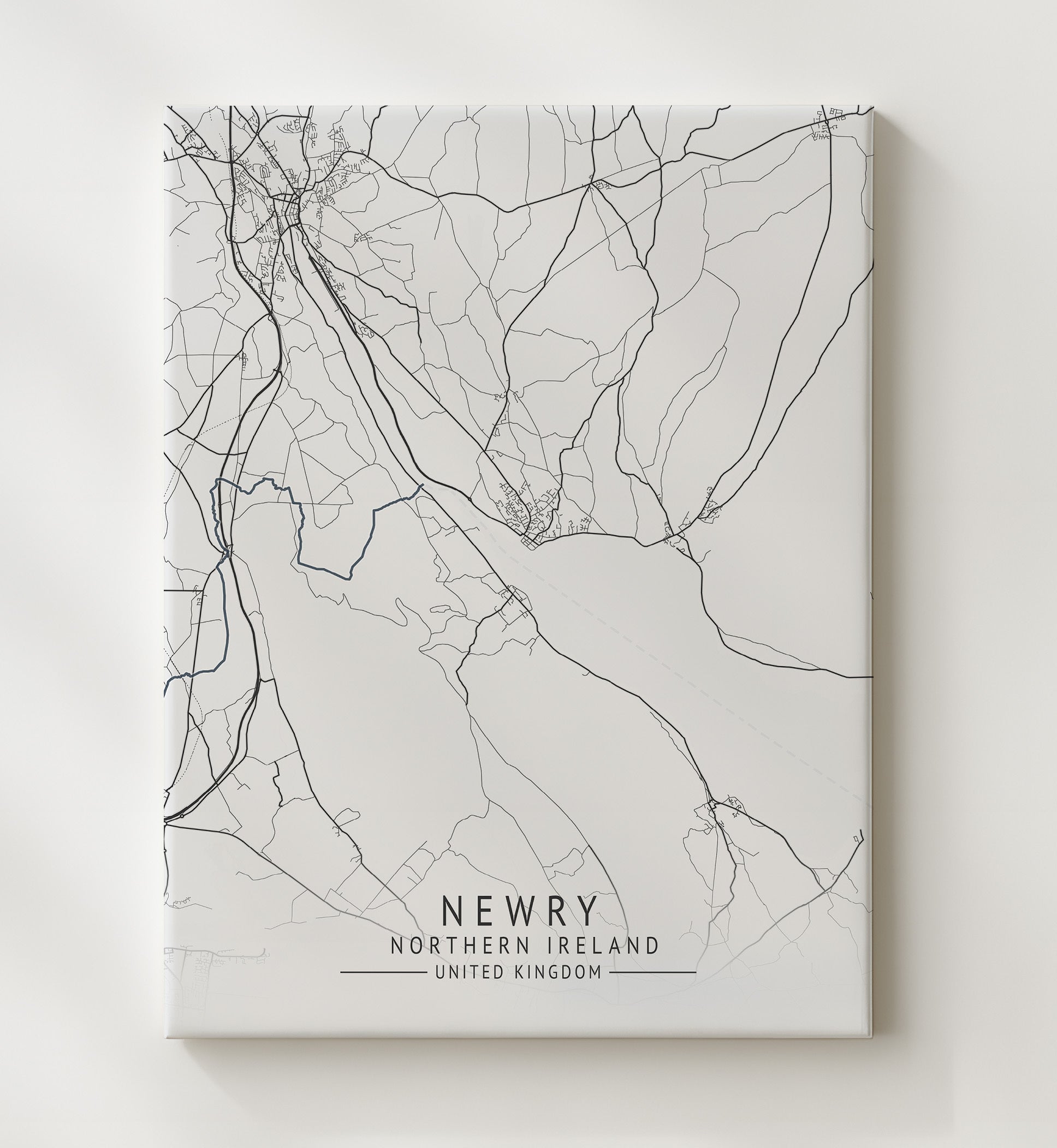City Map Print - Newry - Northern Ireland UK City Map 20x24 Canvas city map wall art print – UK City Map decor