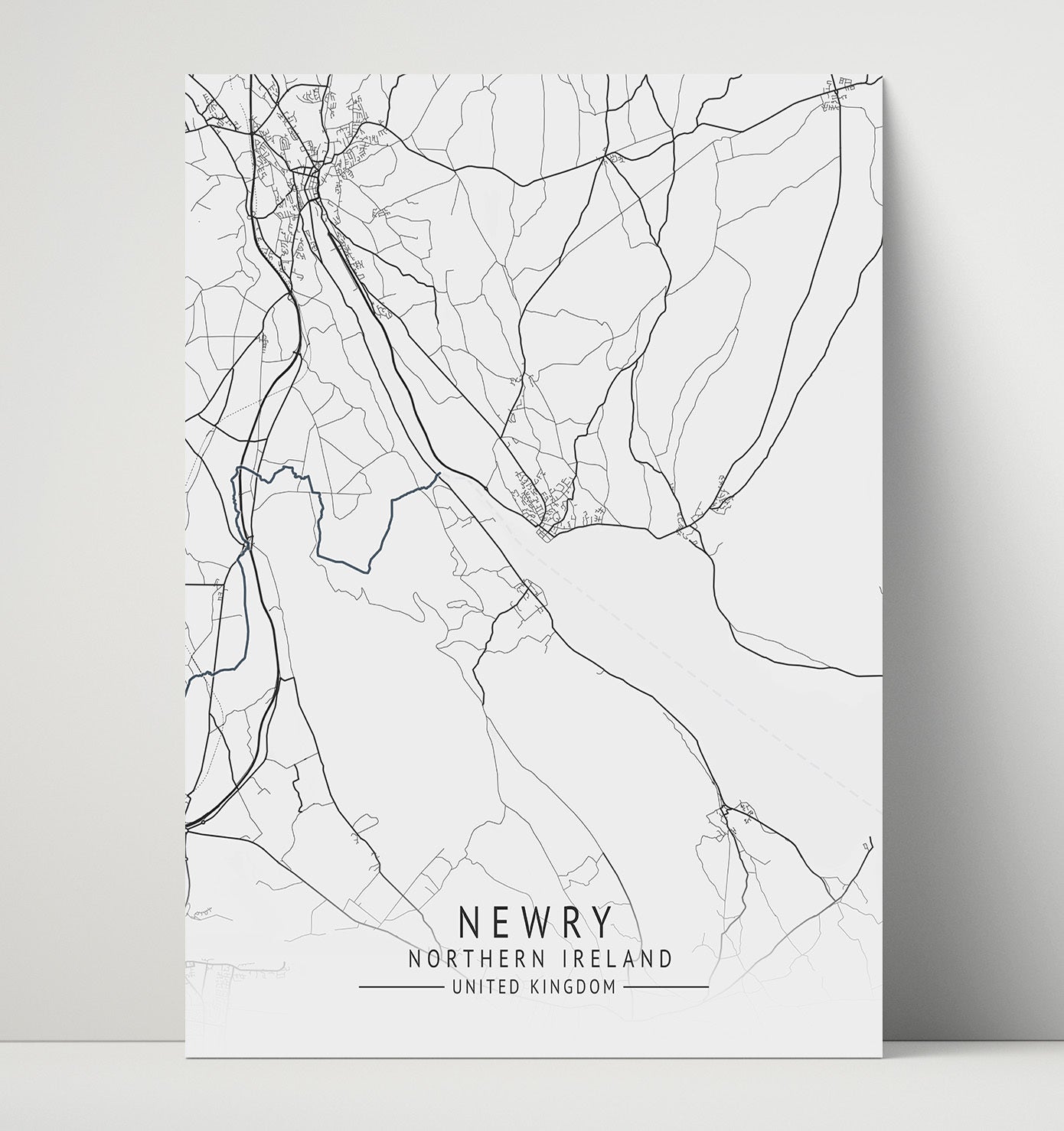 City Map Print - Newry - Northern Ireland UK City Map 16x20 Unframed Print city map wall art print – UK City Map decor