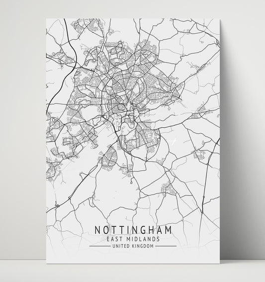 Nottingham, East Midlands - UK City Map - 16x20 Unframed Print
