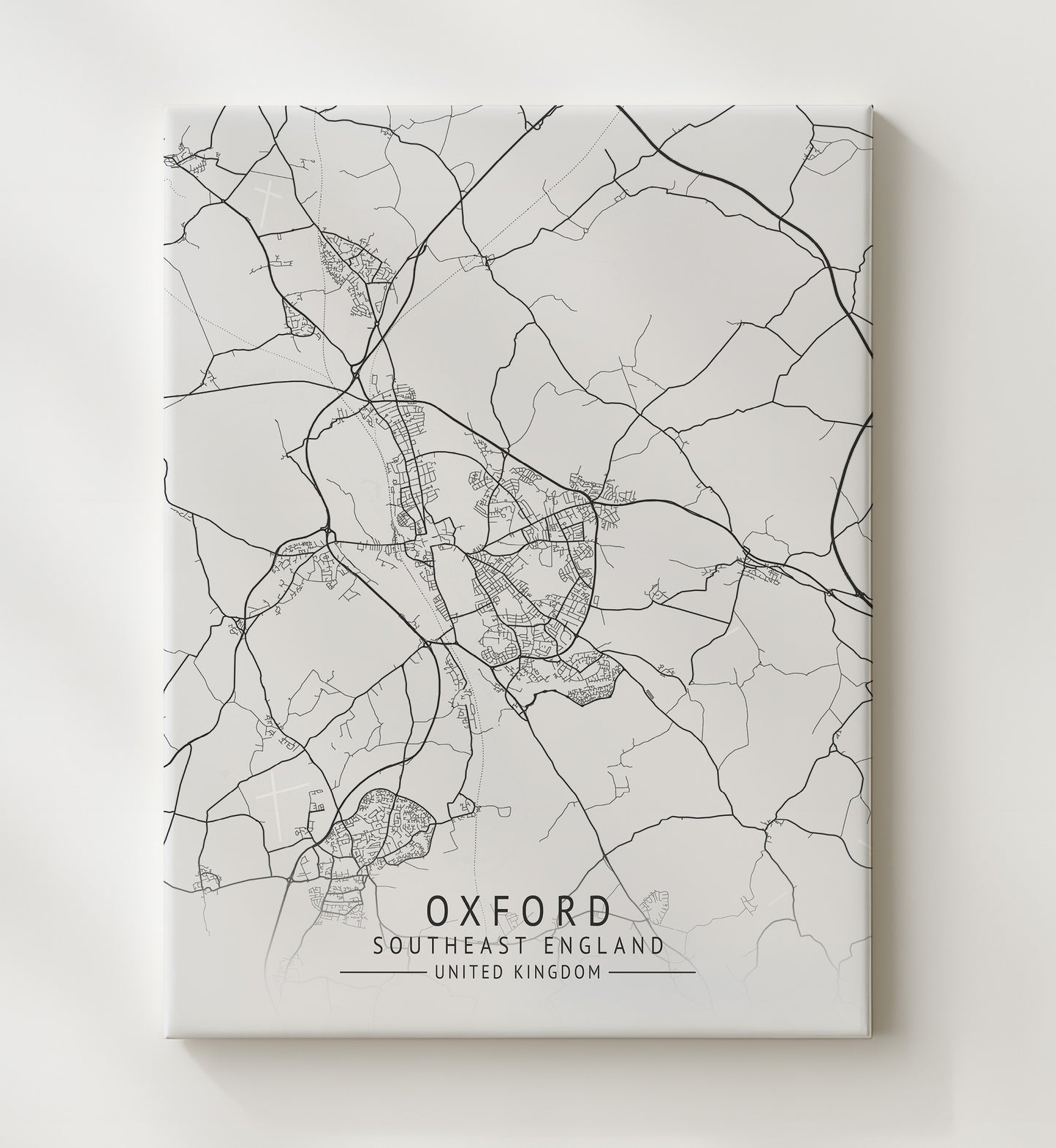 City Map Print - Oxford - Southeast England UK City Map 20x24 Canvas city map wall art print – UK City Map decor