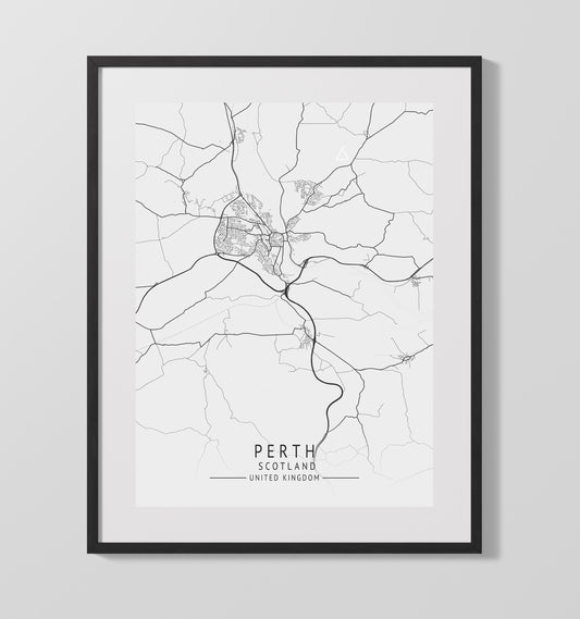 City Map Print - Perth - Scotland UK City Map 16x20 16x20 Gallery Framed Artworkd Artwork wall art print – vintage decor