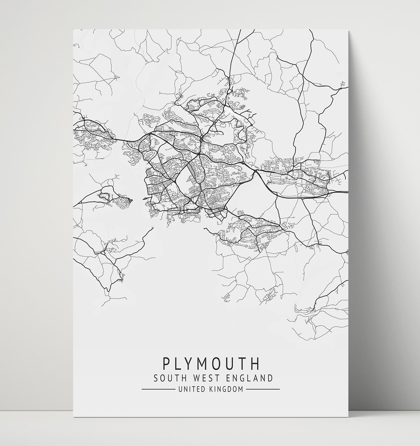 City Map Print - Plymouth - South West England UK City Map 16x20 Unframed Print city map wall art print – UK City Map decor