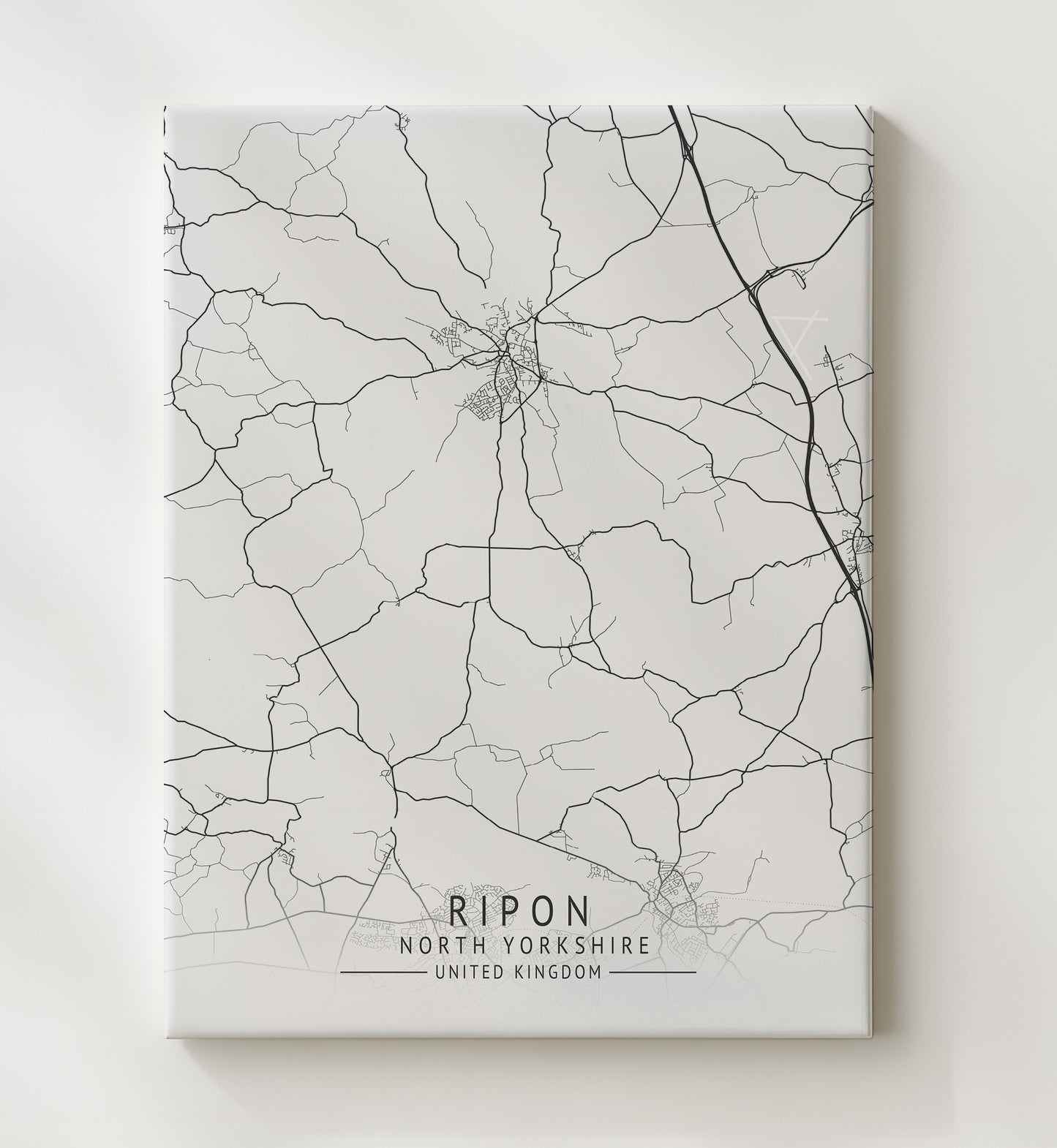 City Map Print - Ripon - North Yorkshire UK City Map 20x24 Canvas city map wall art print – UK City Map decor