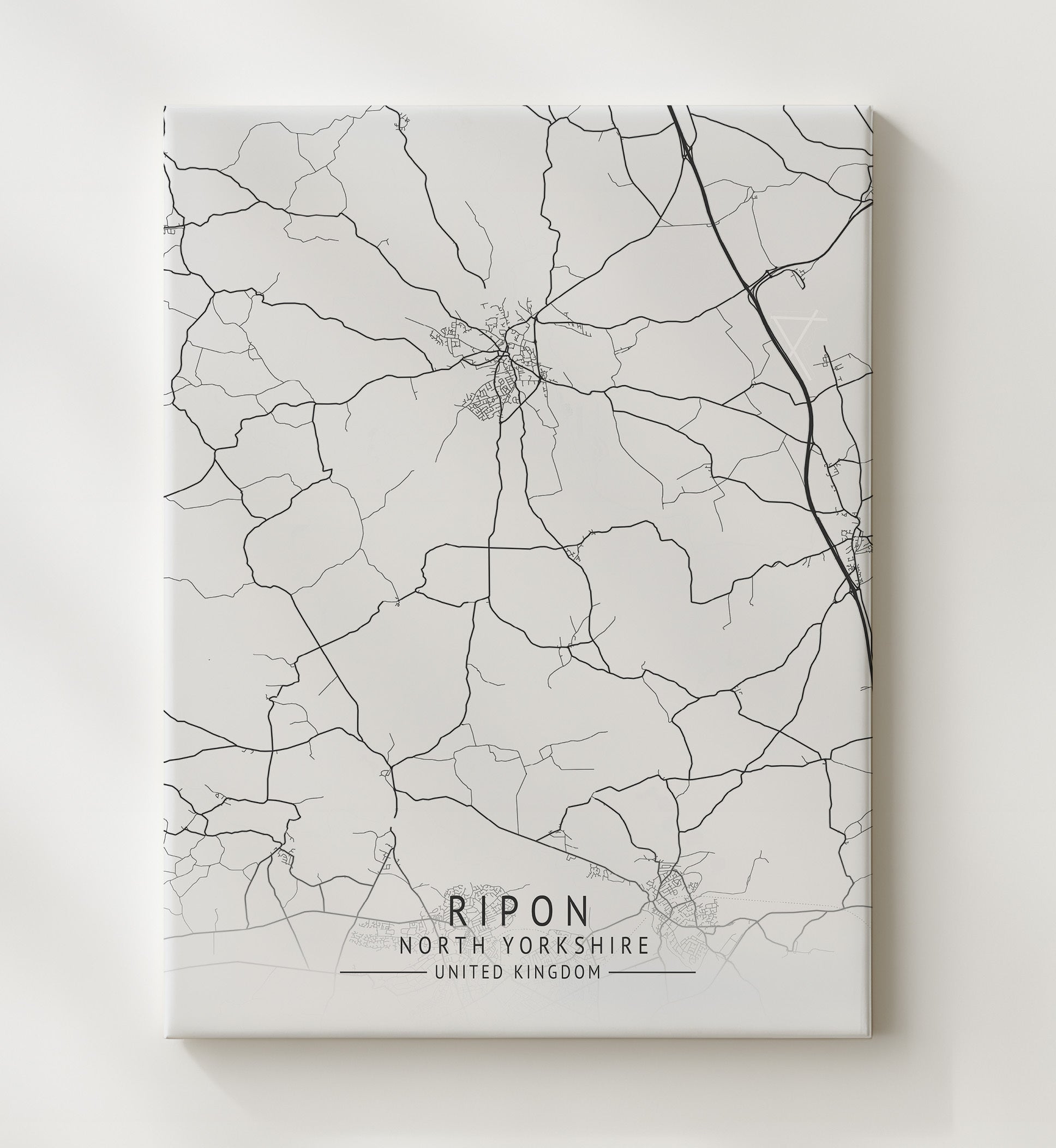 City Map Print - Ripon - North Yorkshire UK City Map 20x24 Canvas city map wall art print – UK City Map decor
