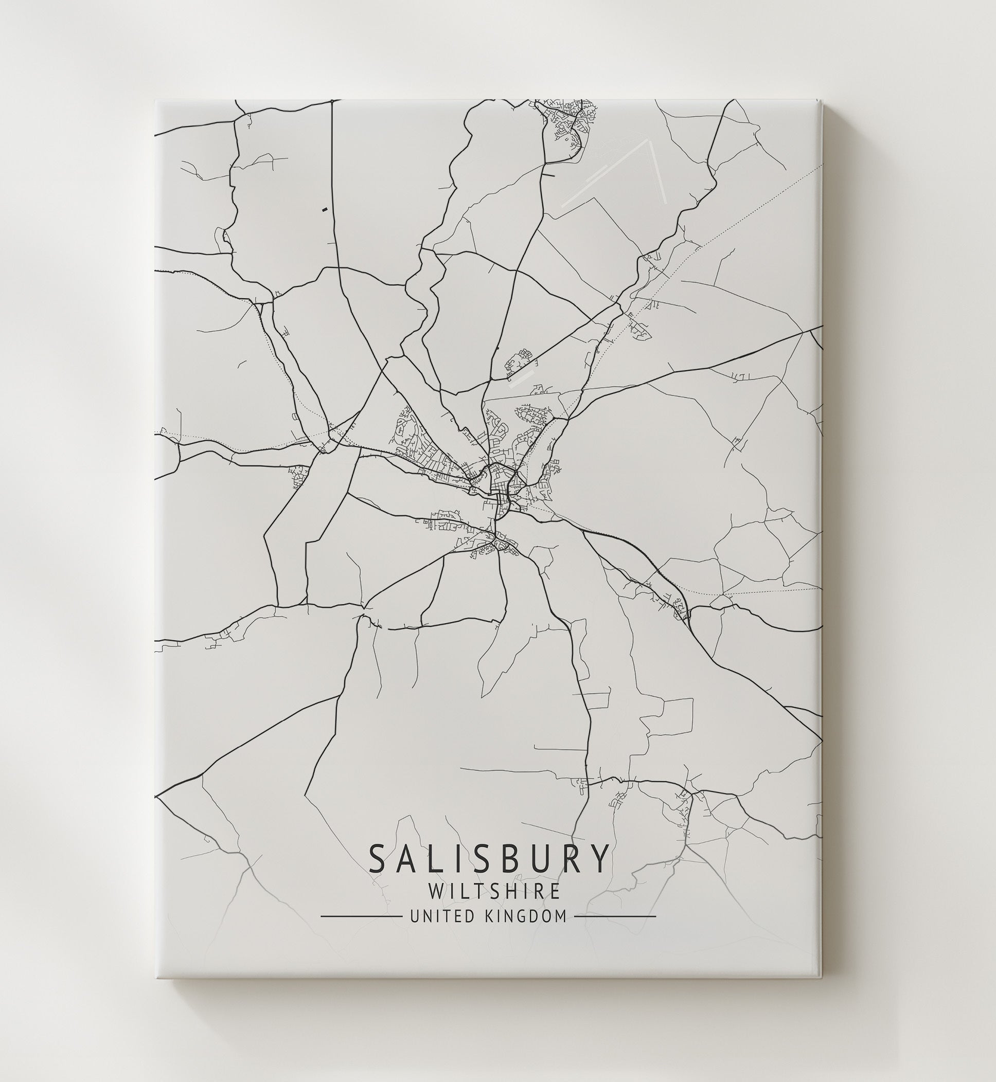 City Map Print - Salisbury - Wiltshire UK City Map 20x24 Canvas city map wall art print – UK City Map decor