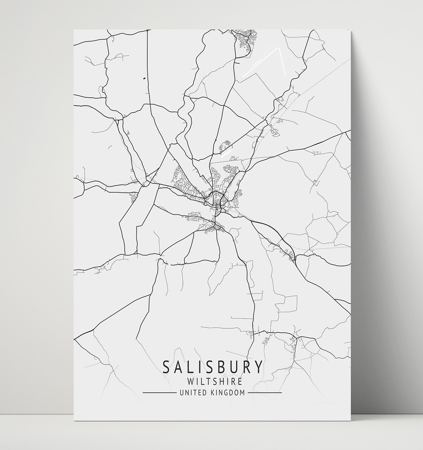 City Map Print - Salisbury - Wiltshire UK City Map 16x20 Unframed Print city map wall art print – UK City Map decor