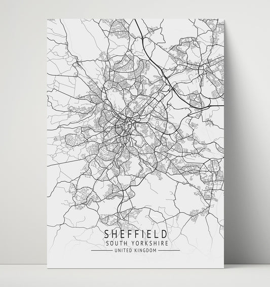 Sheffield, South Yorkshire - UK City Map - 16x20 Unframed Print