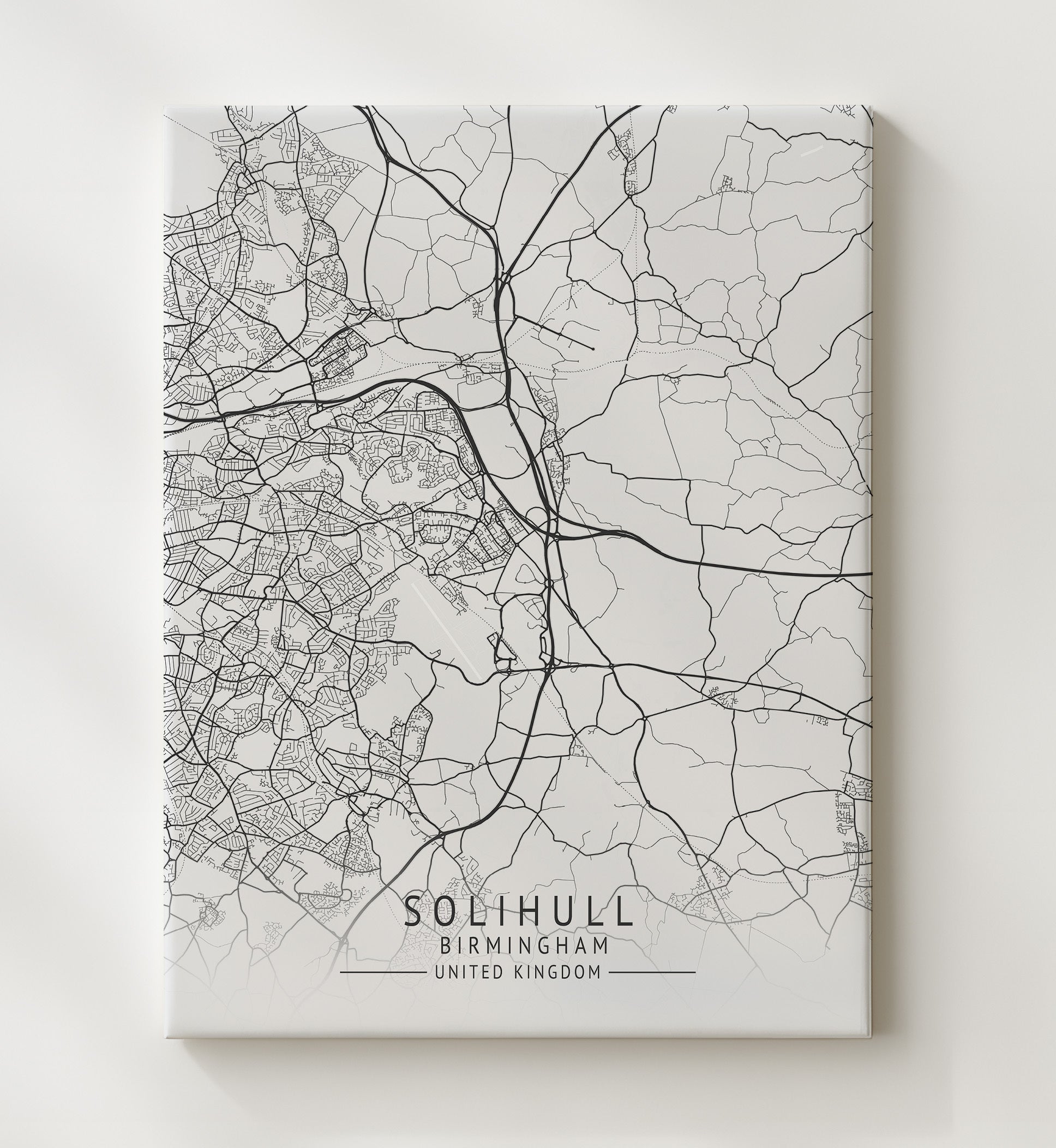 City Map Print - Solihull - Birmingham UK City Map 20x24 Canvas city map wall art print – UK City Map decor