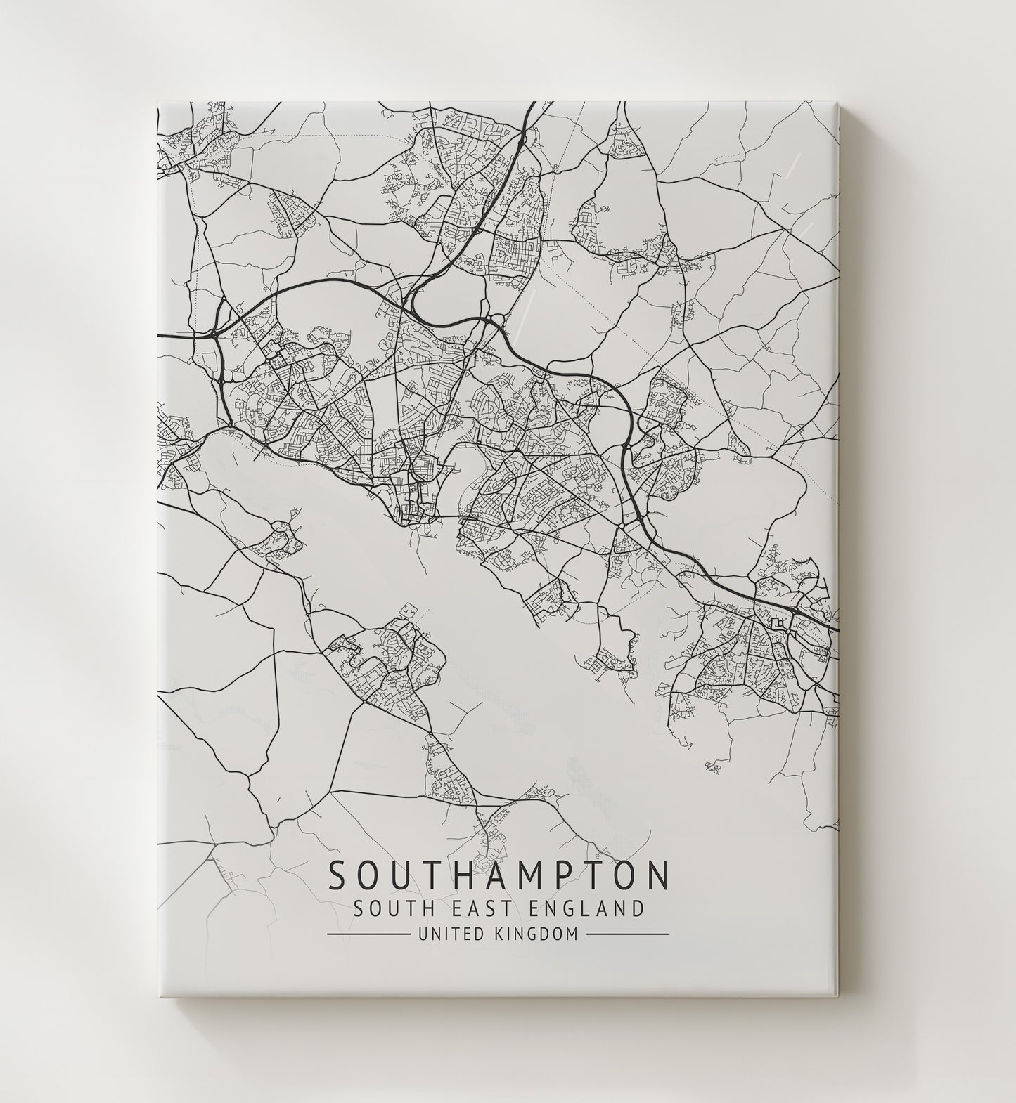 City Map Print - Southampton - South East England UK City Map 20x24 Canvas city map wall art print – UK City Map decor