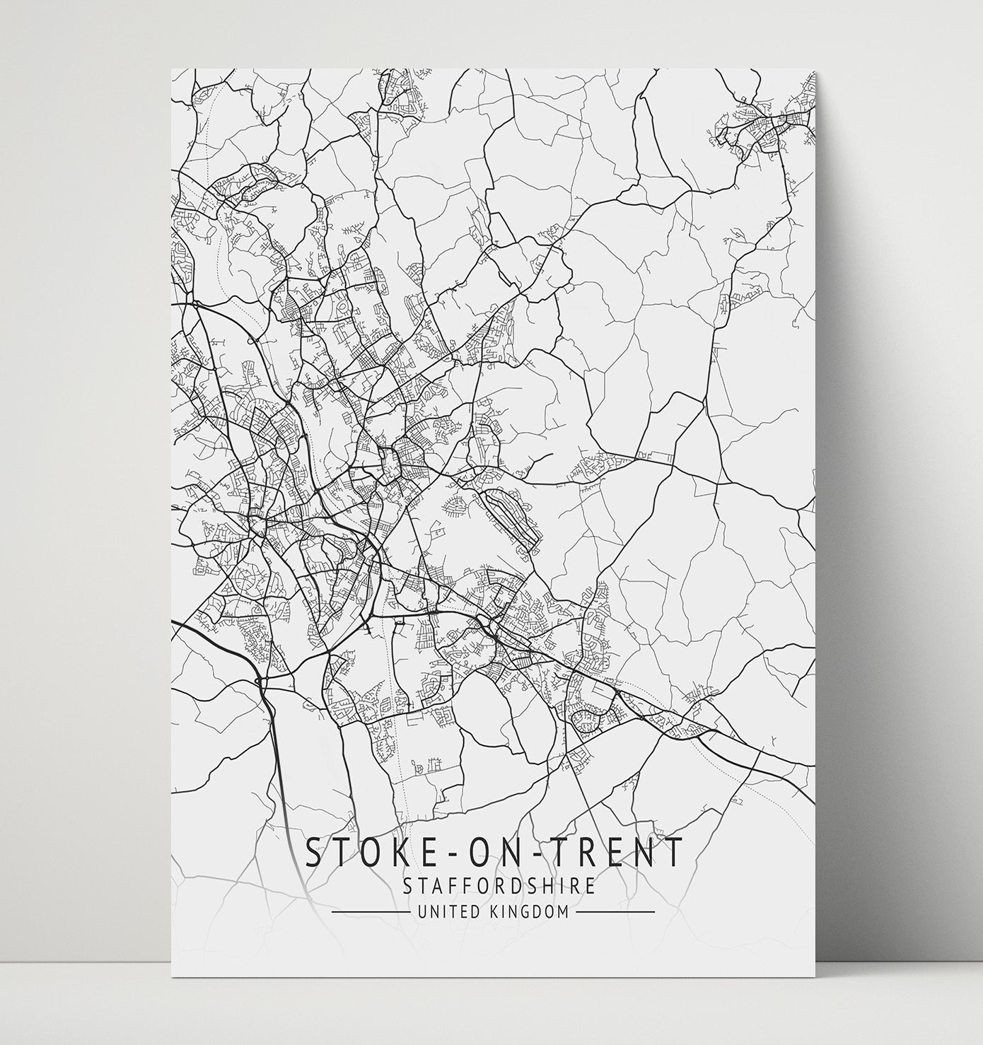 City Map Print - Stoke - on - Trent - Staffordshire UK City Map 16x20 Unframed Print city map wall art print – UK City Map decor