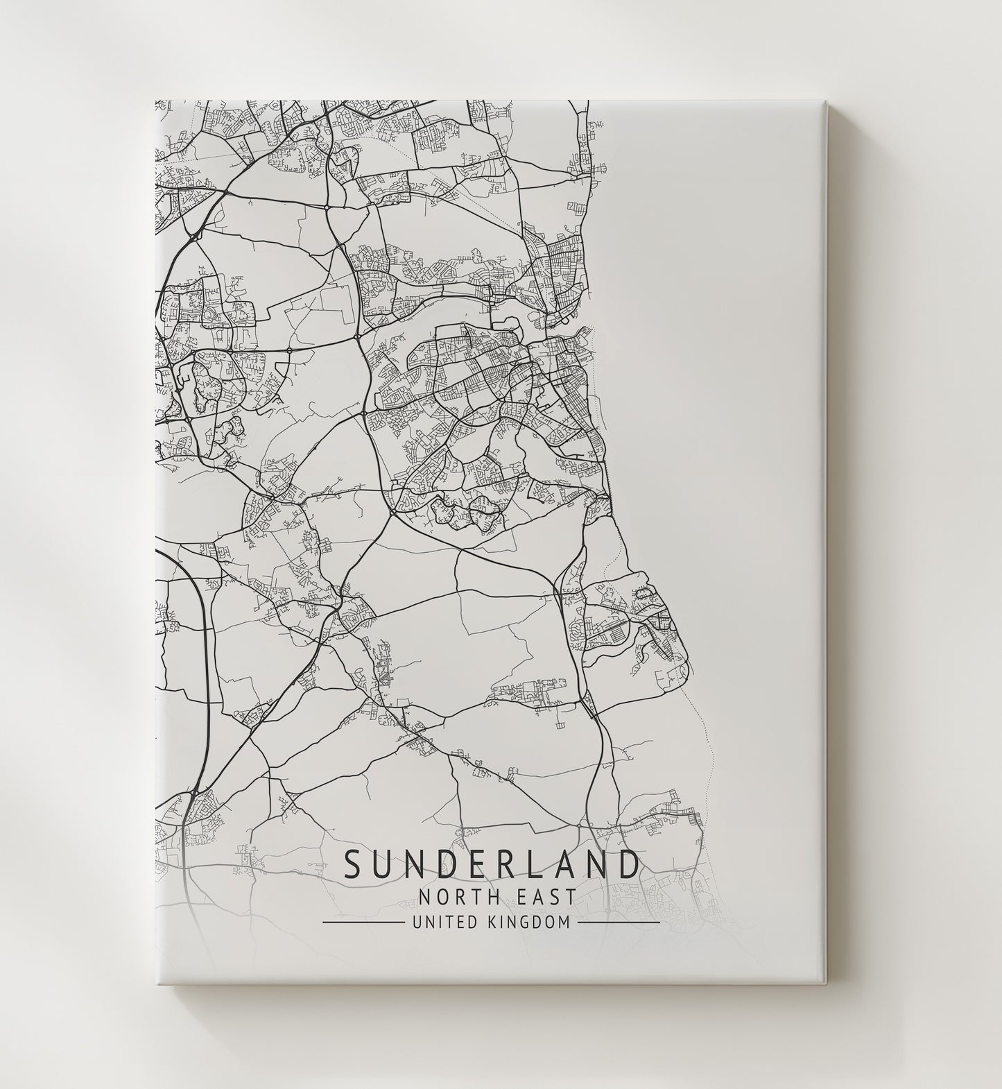 City Map Print - Sunderland - North East UK City Map 20x24 Canvas city map wall art print – UK City Map decor
