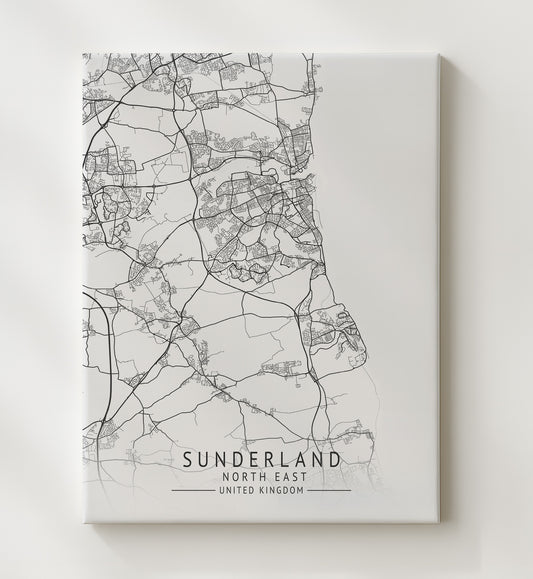 Sunderland North East UK city map print 16x20 Gallery Frame
