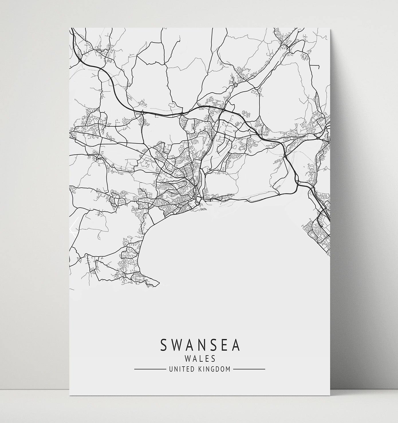 City Map Print - Swansea - Wales UK City Map 16x20 Unframed Print city map wall art print – UK City Map decor