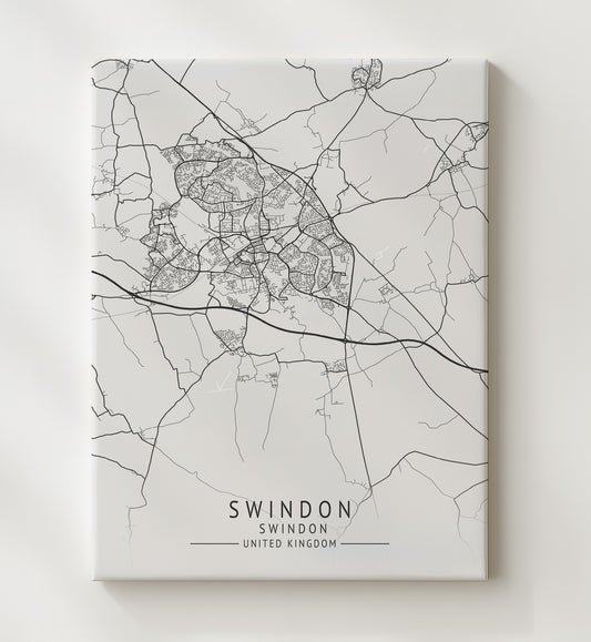 Swindon Swindon UK city map print 16x20 Gallery Frame