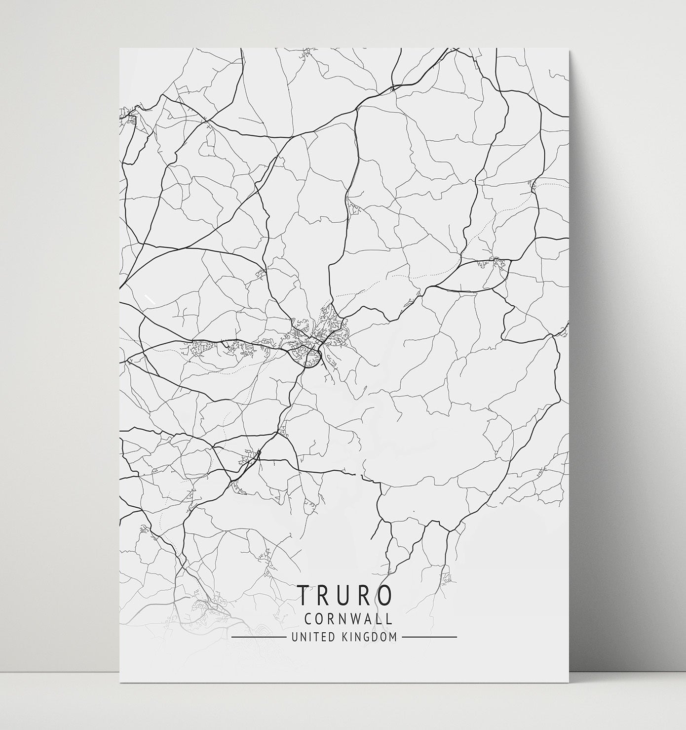 City Map Print - Truro - Cornwall UK City Map 16x20 Unframed Print city map wall art print – UK City Map decor