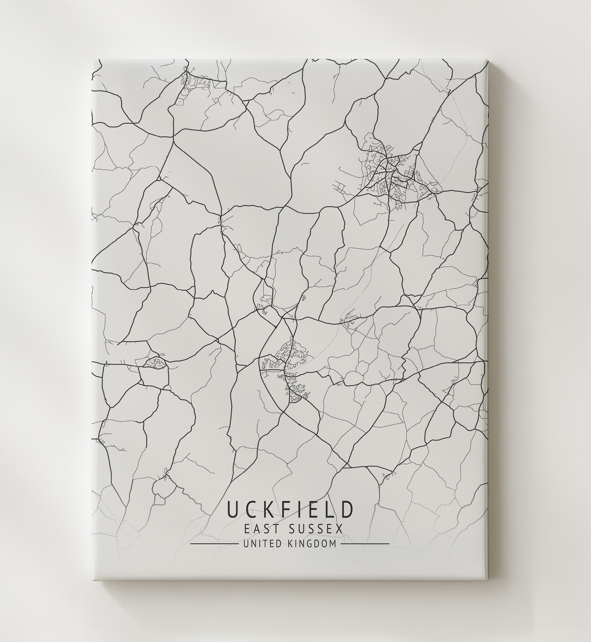 City Map Print - Uckfield - East Sussex UK City Map 20x24 Canvas city map wall art print – UK City Map decor