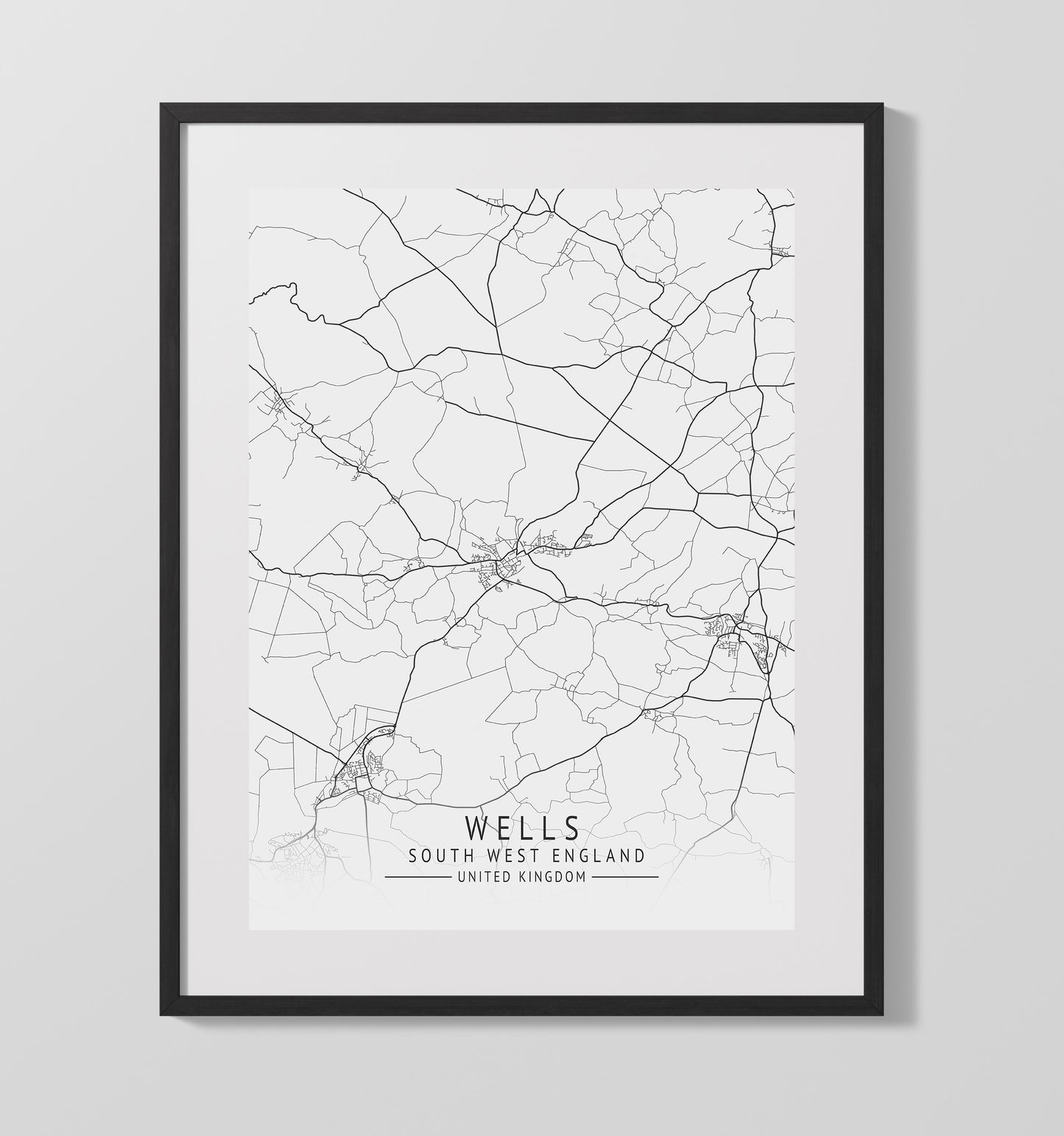City Map Print - Wakefield - West Yorkshire UK City Map 16x20 Gallery Frame city map wall art print – UK City Map decor