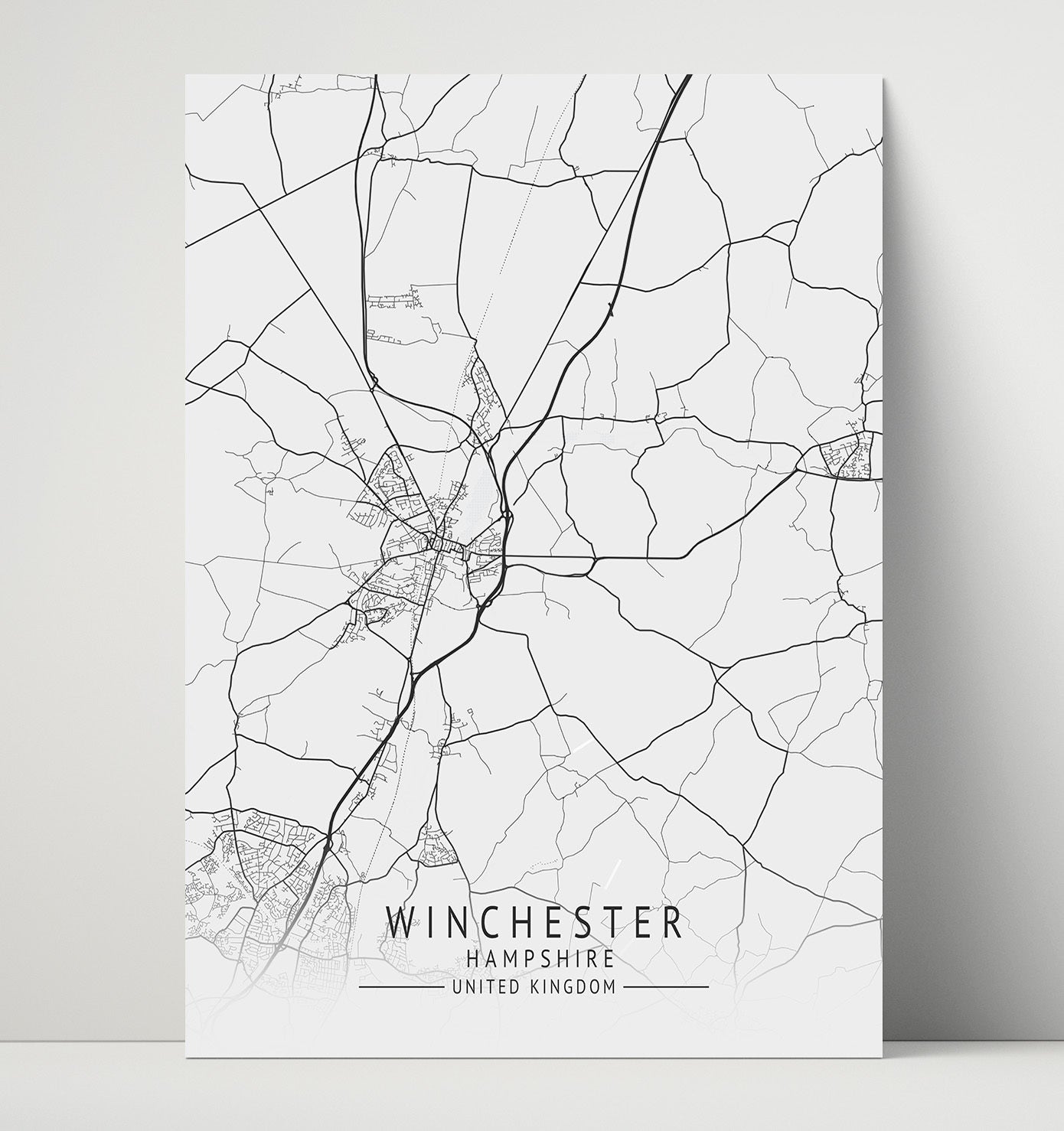 City Map Print - Winchester - Hampshire UK City Map 16x20 Unframed Print city map wall art print – UK City Map decor