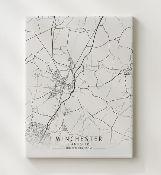 Winchester Hampshire UK city map print 16x20 Gallery Frame