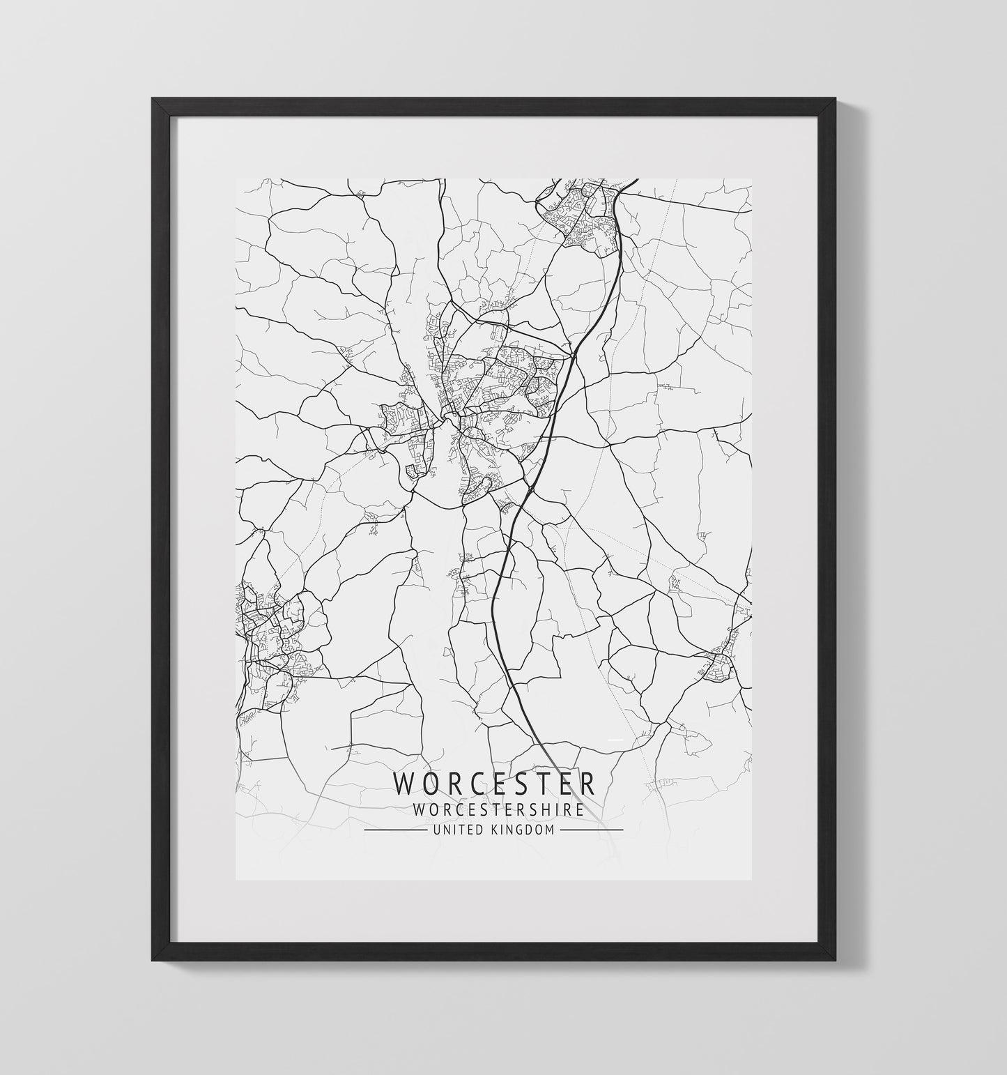 City Map Print - Wolverhampton - West Midlands UK City Map 16x20 Gallery Frame city map wall art print – UK City Map decor