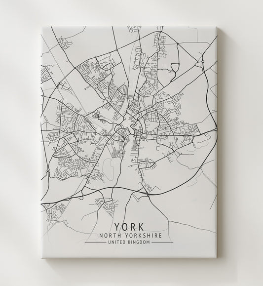 York North Yorkshire UK city map print 16x20 Gallery Frame