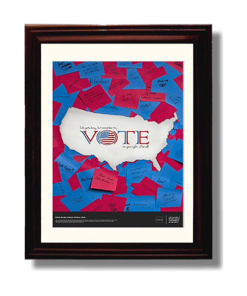 Modern - Civic Awareness Poster - Life Gets Busy Remember To Vote Sticky Notes Design History Wall Art