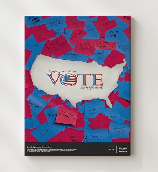 Civic Awareness Poster - Life Gets Busy Remember to Vote Sticky Notes Design 8x10 Canvas history wall art