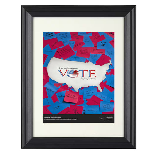 Civic Awareness Poster - Life Gets Busy Remember to Vote Sticky Notes Design 8x10 Beveled Frame history wall art