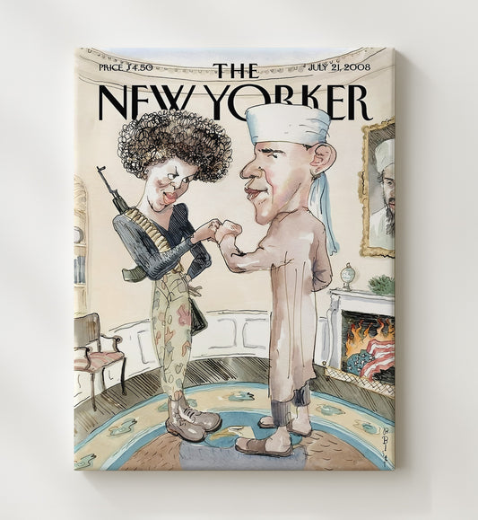 Magazine Cover - New Yorker Political Satire Leaders Fist Bump 8x10 Canvas history wall art