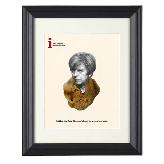 Political Poster - Theresa May Fox Fur Election Satire 8x10 Beveled Frame history wall art