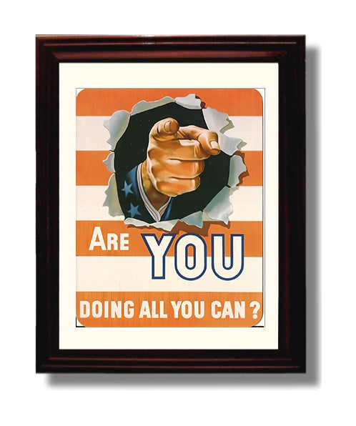 Modern - Recruitment Style Poster - Are You Doing All You Can Uncle Sam Pointing History Wall Art