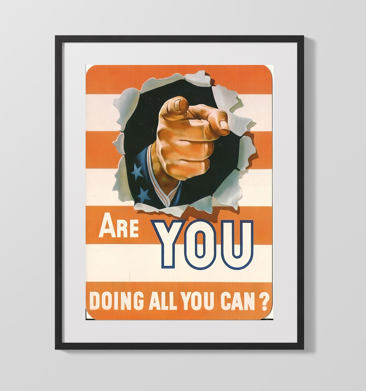 Recruitment Style Poster - Are You Doing All You Can Uncle Sam Pointing 16x20 Gallery Frame history wall art