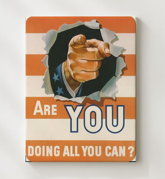 Recruitment Style Poster - Are You Doing All You Can Uncle Sam Pointing 8x10 Canvas history wall art