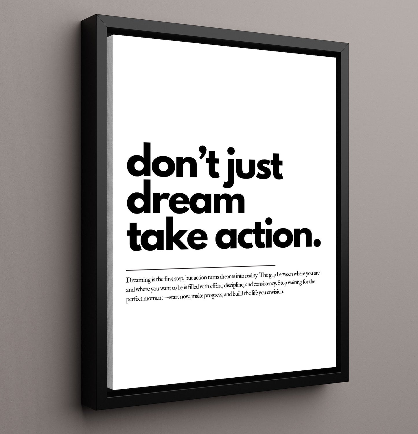 Dont Just Dream Take Action 16x20 Framed Canvas motivational quote wall art print – Inspirational Quote Wall Art decor