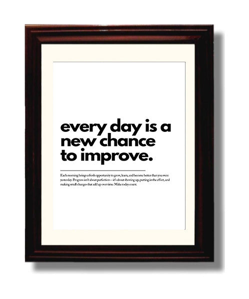 Every Day Is A New Chance to Improve Vintage Wall Art 8x10 Beveled Frame motivational quote wall art print – Inspirational Quote Wall Art decor