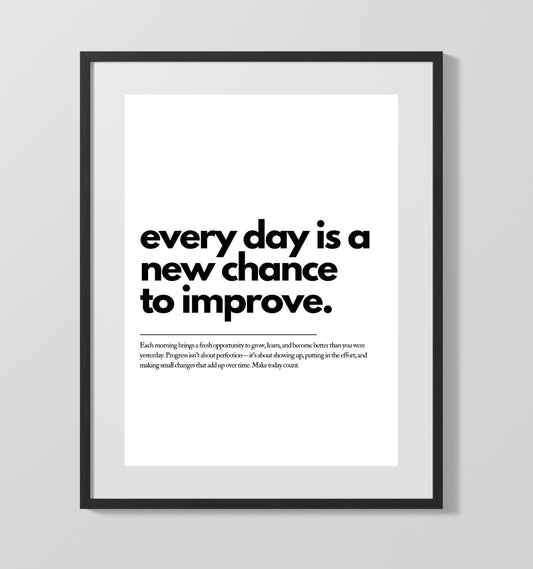 Every Day Is A New Chance to Improve Vintage Wall Art 16x20 Gallery Framed Artwork wall art print – vintage decor