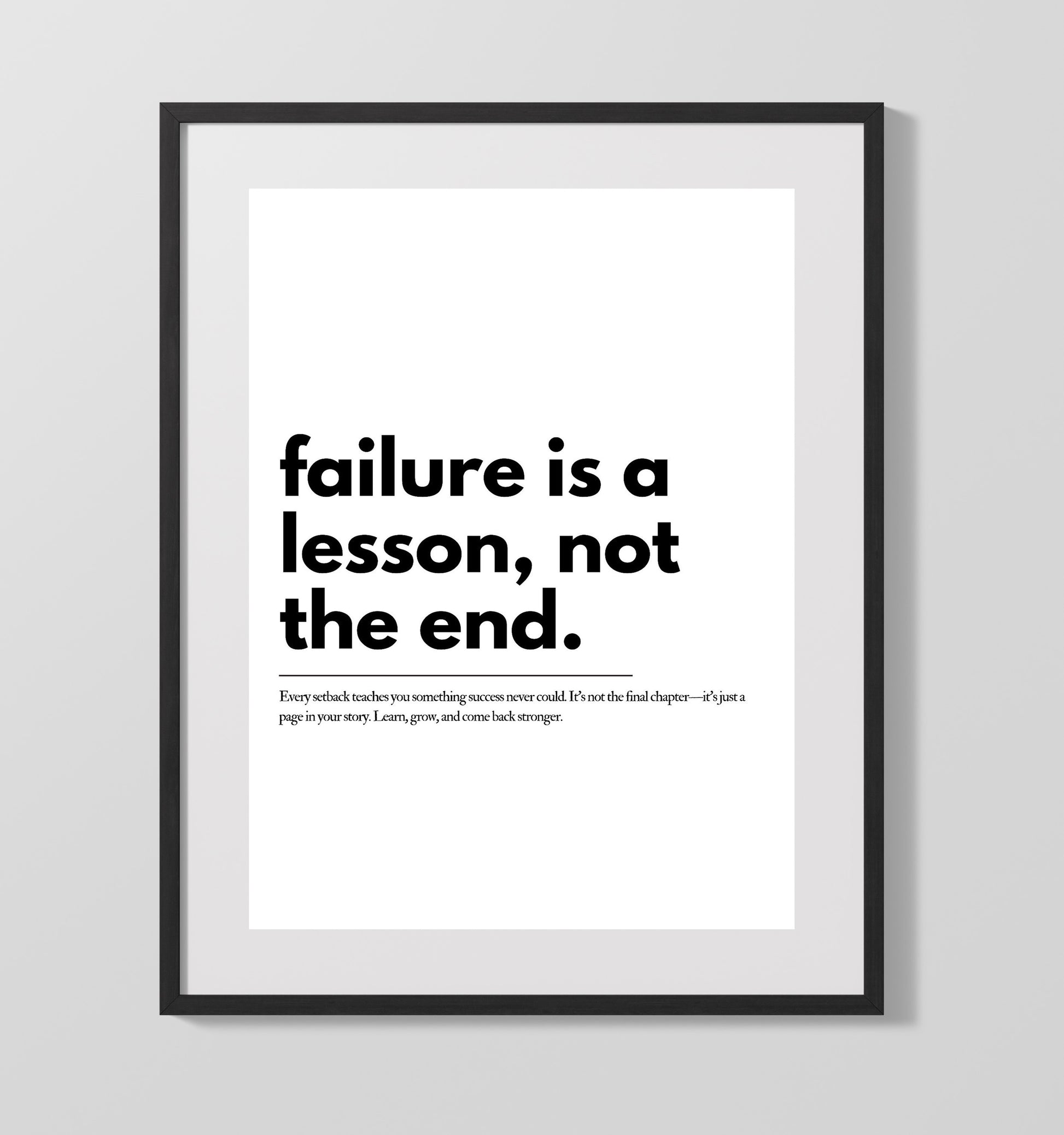 Failure Is A Lesson Not the End Vintage Wall Art 16x20 Gallery Frame motivational quote wall art print – Inspirational Quote Wall Art decor