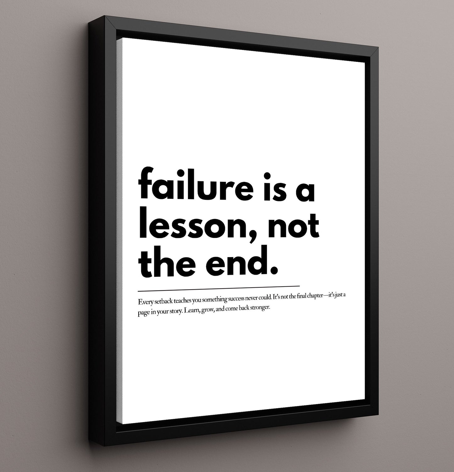 Failure Is A Lesson Not the End Vintage Wall Art 16x20 Framed Canvas motivational quote wall art print – Inspirational Quote Wall Art decor