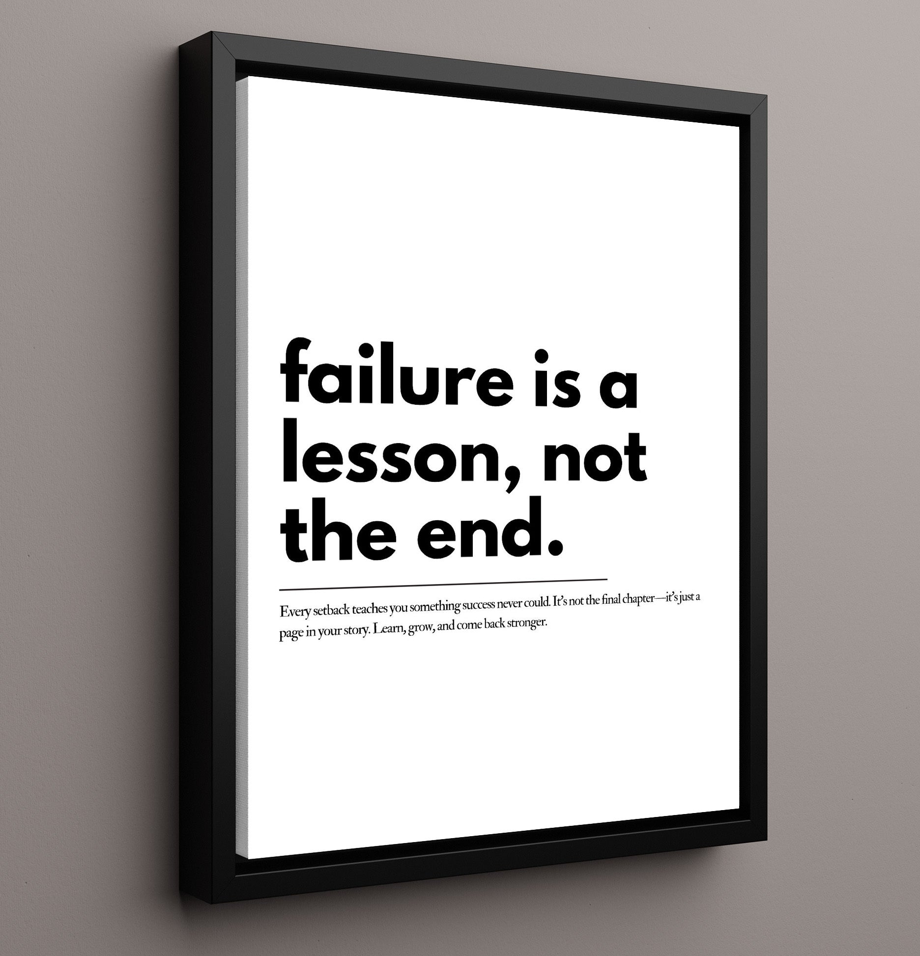 Failure Is A Lesson Not the End Vintage Wall Art 16x20 Framed Canvas motivational quote wall art print – Inspirational Quote Wall Art decor