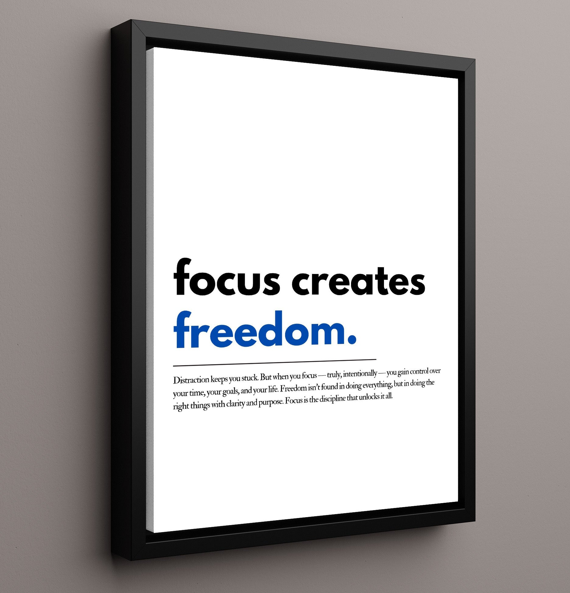 Focus Creates Freedom Vintage Wall Art 16x20 Framed Canvas motivational quote wall art print – Inspirational Quote Wall Art decor
