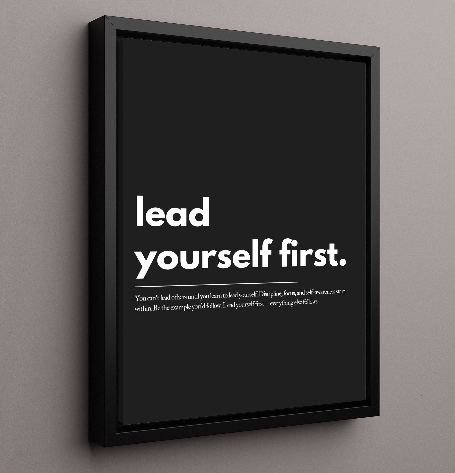 Lead Yourself First Vintage Wall Art 16x20 Framed Canvas motivational quote wall art print – Inspirational Quote Wall Art decor