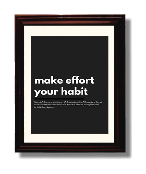 Make Effort Your Habit Vintage Wall Art 8x10 Beveled Frame motivational quote wall art print – Inspirational Quote Wall Art decor