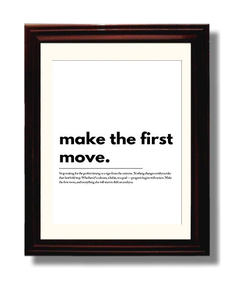 Make the First Move Vintage Wall Art 8x10 Beveled Frame motivational quote wall art print – Inspirational Quote Wall Art decor