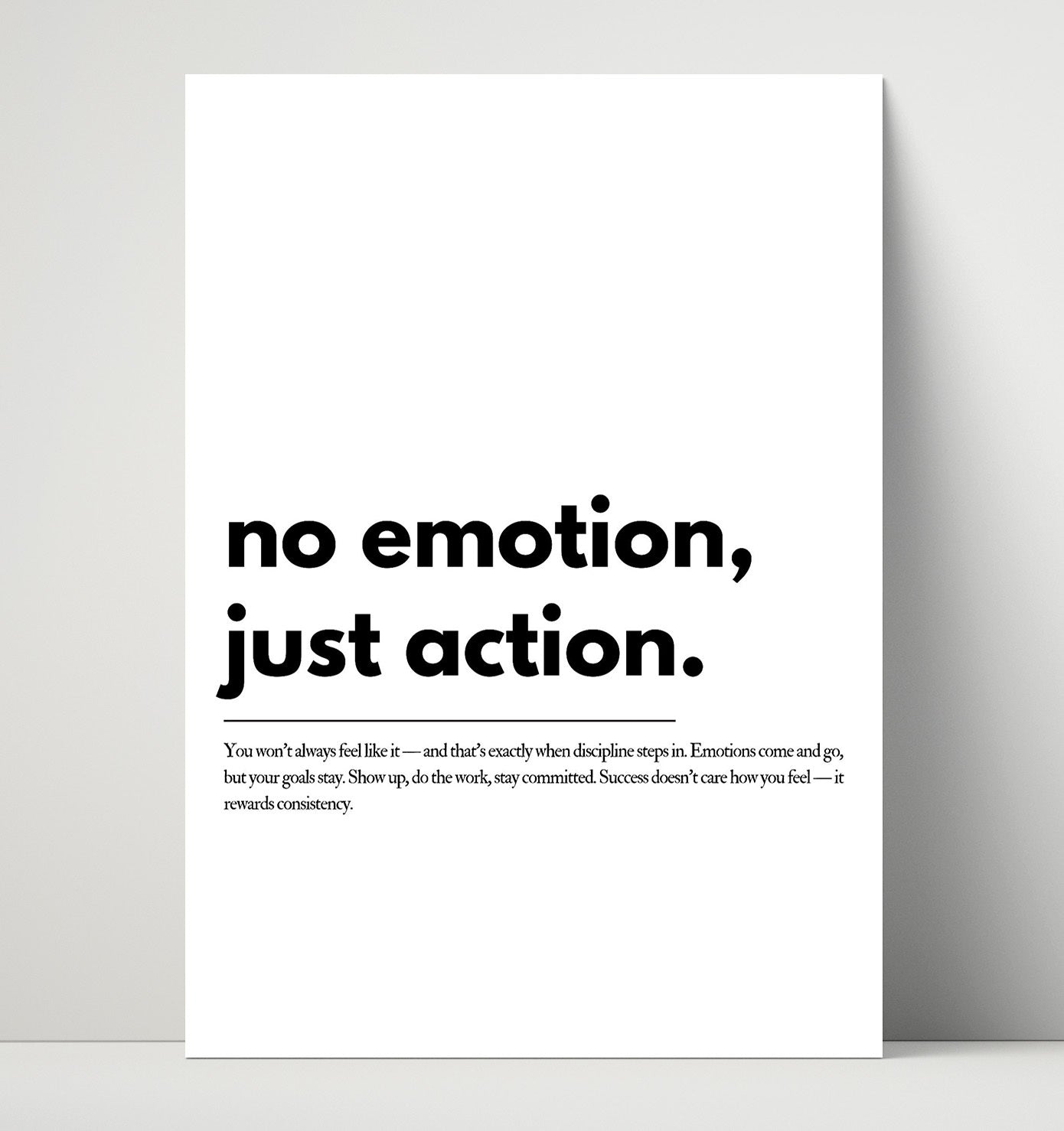 No Emotion Just Action Vintage Wall Art 16x20 Unframed Print motivational quote wall art print – Inspirational Quote Wall Art decor